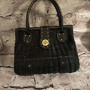 Vintage Black Woven Basket Purse